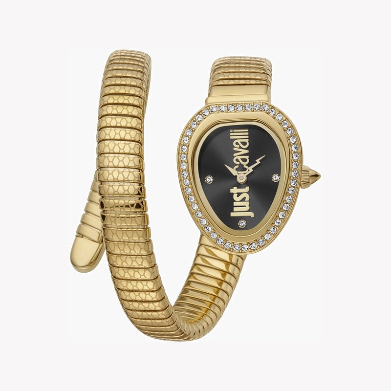 جاست كافالي ساعة جاست كافاللي للنساء بهيكل من الفولاذ المقاوم للصدأ اللون الذهبي وسوار من الفولاذ المقاوم للصدأ اللون الذهبي. - Image 1