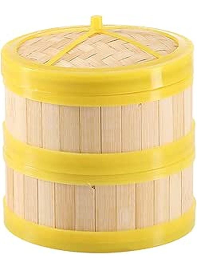 3.5 Inch Natural Bamboo Dumpling Steamer Basket With Lid For Dim Sum Cooking - Image 1