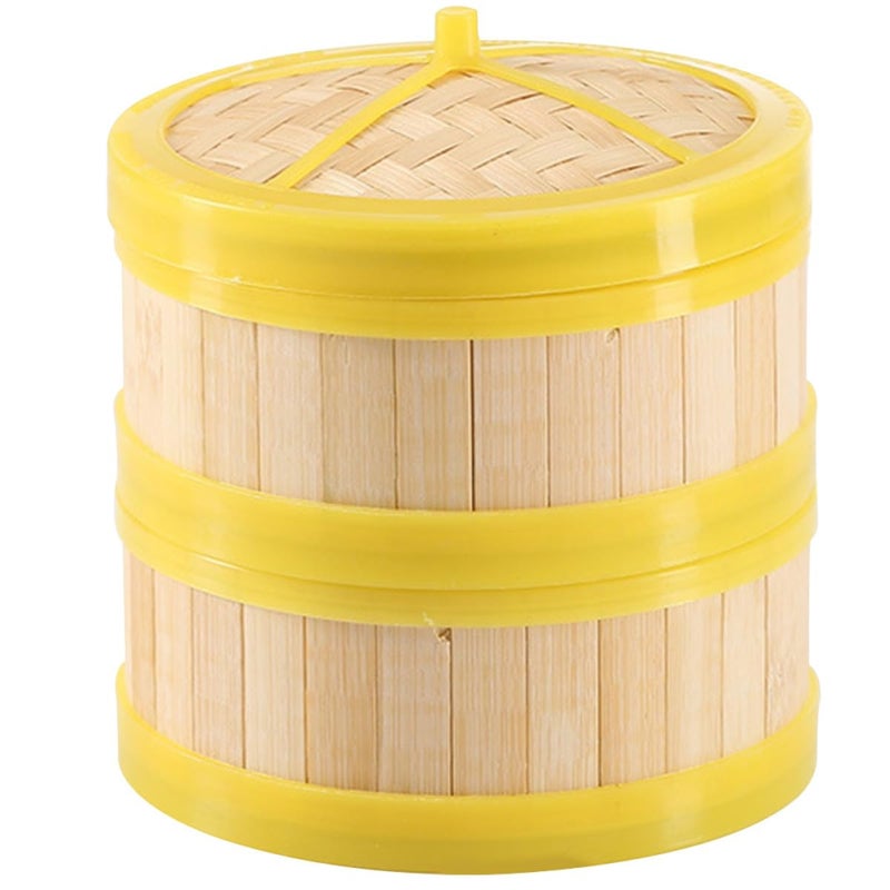 3.5 Inch Natural Bamboo Dumpling Steamer Basket With Lid For Dim Sum Cooking - Image 2