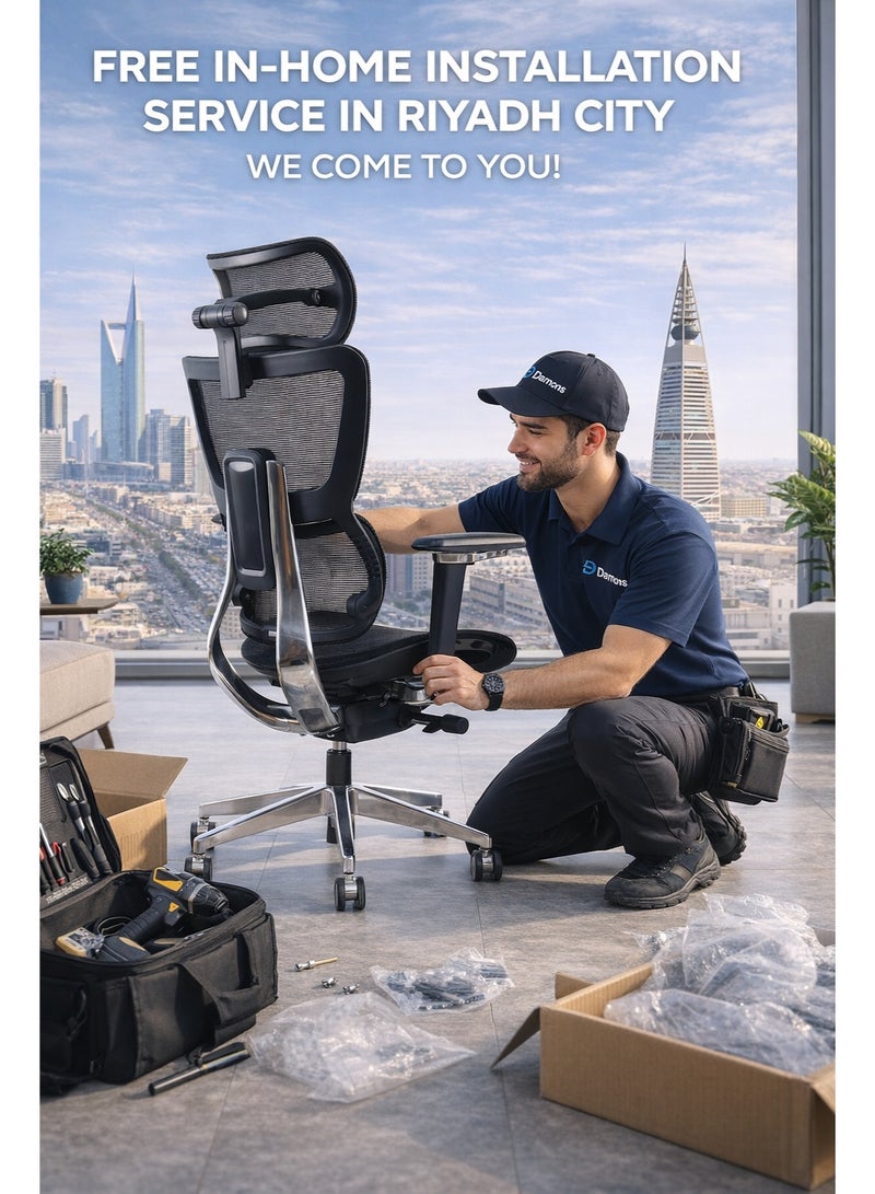 Damons Alpha Ergonomic Office Chair with 6D Armrests, Dynamic Lumbar Support for Home Office Chair, Adjustable Backrest Desk Chair, Swivel Big and Tall Office Chair - Image 2