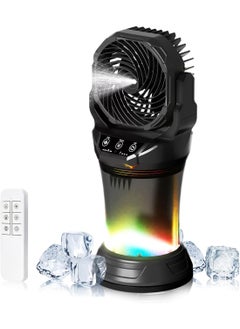 Generic Portable Misting Fan with Remote & 30000mAh Rechargeable Misting Fans for Outside Patios Camping Beach & Workshops Mist Fan Portable for Outdoor/Indoor 2L Water Tank RGB Light 4 Speeds & Spray  - Image 1