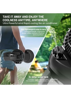 Generic Portable Misting Fan with Remote & 30000mAh Rechargeable Misting Fans for Outside Patios Camping Beach & Workshops Mist Fan Portable for Outdoor/Indoor 2L Water Tank RGB Light 4 Speeds & Spray  - Image 4