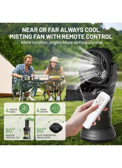 Generic Portable Misting Fan with Remote & 30000mAh Rechargeable Misting Fans for Outside Patios Camping Beach & Workshops Mist Fan Portable for Outdoor/Indoor 2L Water Tank RGB Light 4 Speeds & Spray  - Image 2