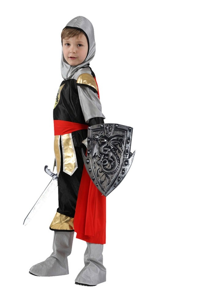 ال_اوياما طقم أزياء المحارب الروماني للأولاد مع سيف ودرع بلاستيكي - درع المصارع الإسبرطي مع حزام رداء تونيك للعب الأدوار في الهالوين - Image 3