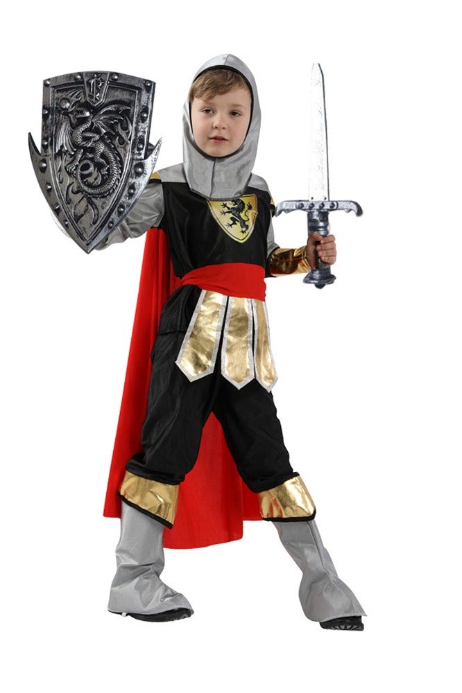 ال_اوياما طقم أزياء المحارب الروماني للأولاد مع سيف ودرع بلاستيكي - درع المصارع الإسبرطي مع حزام رداء تونيك للعب الأدوار في الهالوين - Image 4