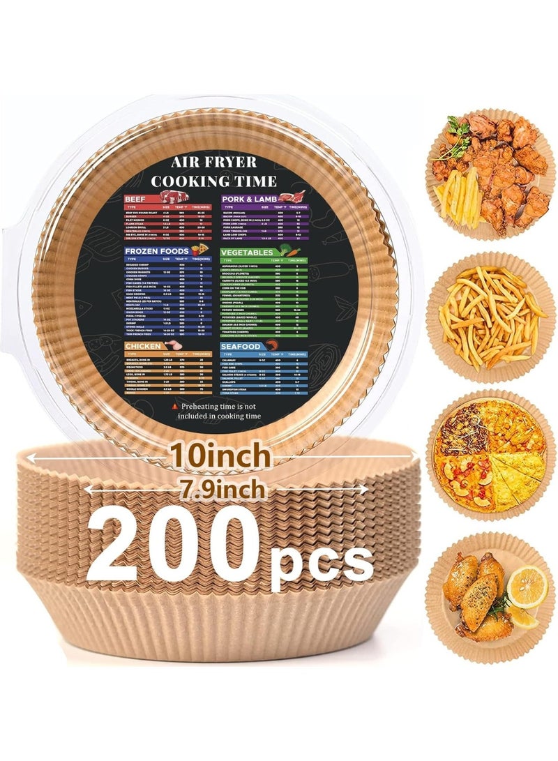 200 قطعة من بطانات ورقية للاستخدام مرة واحدة للقلاية الهوائية مقاس 20، ورق طهي للقلاية الهوائية، بطانات غير لاصقة للقلاية الهوائية، ورق خبز مقاوم للزيت للقلاية الهوائية، ورق زبدة آمن غذائيًا للخبز والشوي والميكروويف. - Image 1