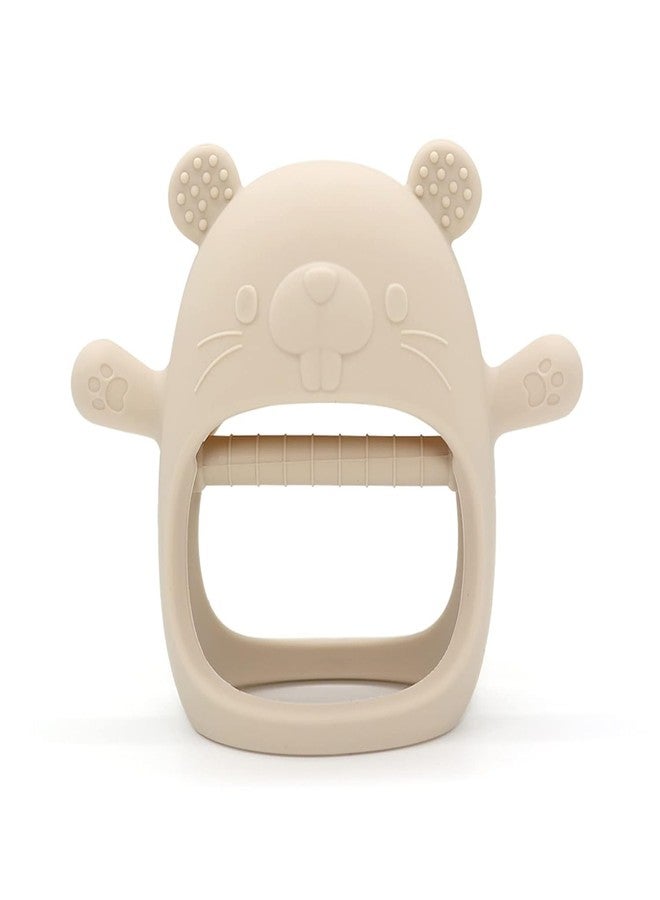 TOHIBEE Baby Teething Toys for 0-6 6-12 Months, Never Drop Infant Teether Teething Mitten Toys for 0 3 6 9 12 Months, Newborn Soothing Teething Toy Gifts for 1 One Year Old Baby Boys Girls (Groundhog Beige) - Image 1
