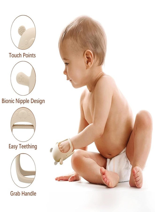 TOHIBEE Baby Teething Toys for 0-6 6-12 Months, Never Drop Infant Teether Teething Mitten Toys for 0 3 6 9 12 Months, Newborn Soothing Teething Toy Gifts for 1 One Year Old Baby Boys Girls (Groundhog Beige) - Image 3