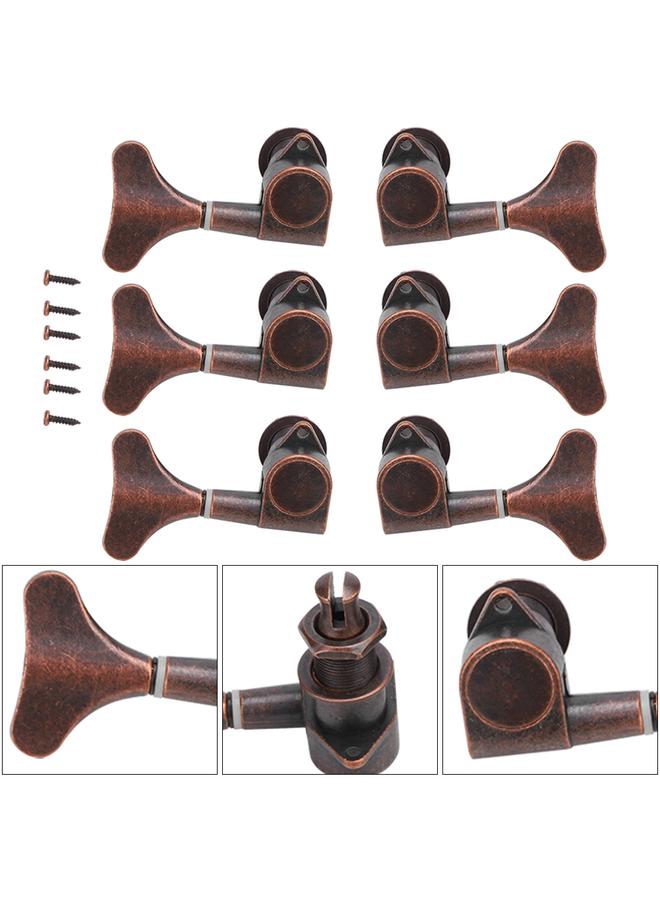 3L3R Bass Tuning Key Pegs Red Copper Enclosed Type FishtaiL Shaped String Tuners Bass Parts