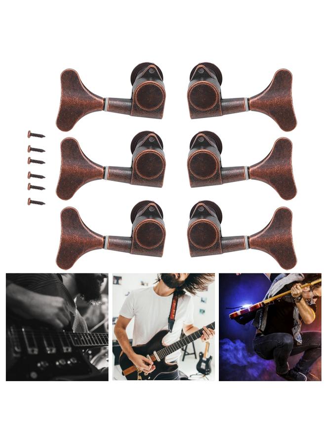 3L3R Bass Tuning Key Pegs Red Copper Enclosed Type FishtaiL Shaped String Tuners Bass Parts