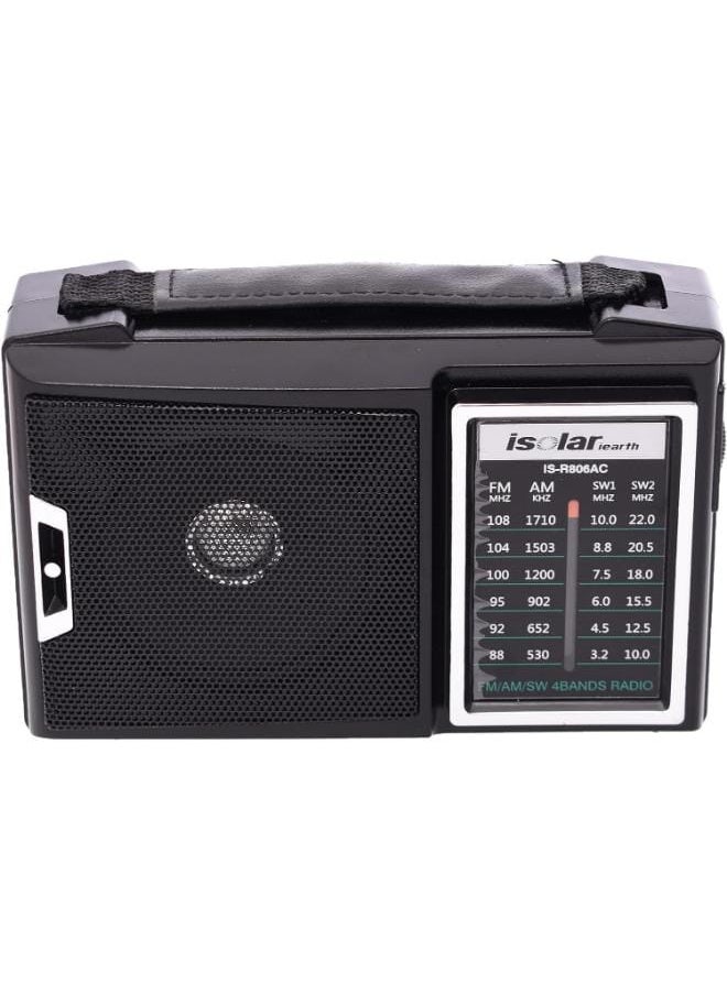 IS-R806AC Portable Multi-Frequency Modulation Recharging Family Receiver FM AM SW Stereo Radio Home Radio With BT Speaker - Black