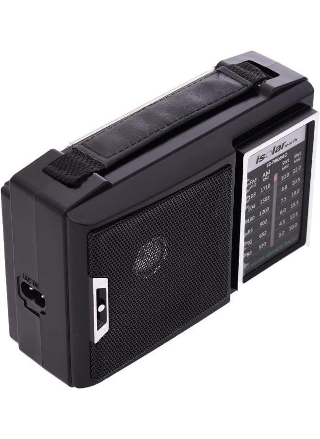 IS-R806AC Portable Multi-Frequency Modulation Recharging Family Receiver FM AM SW Stereo Radio Home Radio With BT Speaker - Black