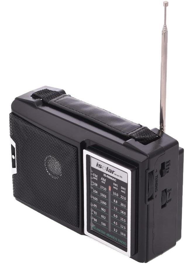 IS-R806AC Portable Multi-Frequency Modulation Recharging Family Receiver FM AM SW Stereo Radio Home Radio With BT Speaker - Black