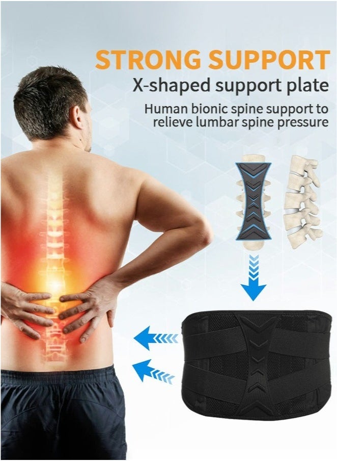 دعامة ظهر لتخفيف آلام أسفل الظهر، مزودة بـ 11 دعامة معدنية، وحزام دعم ظهر قابل للتعديل، مناسب لرفع الأثقال، والرياضة، والصالات الرياضية، والعمل، وتخفيف آلام الظهر، والجنف - مقاس كبير. - Image 2