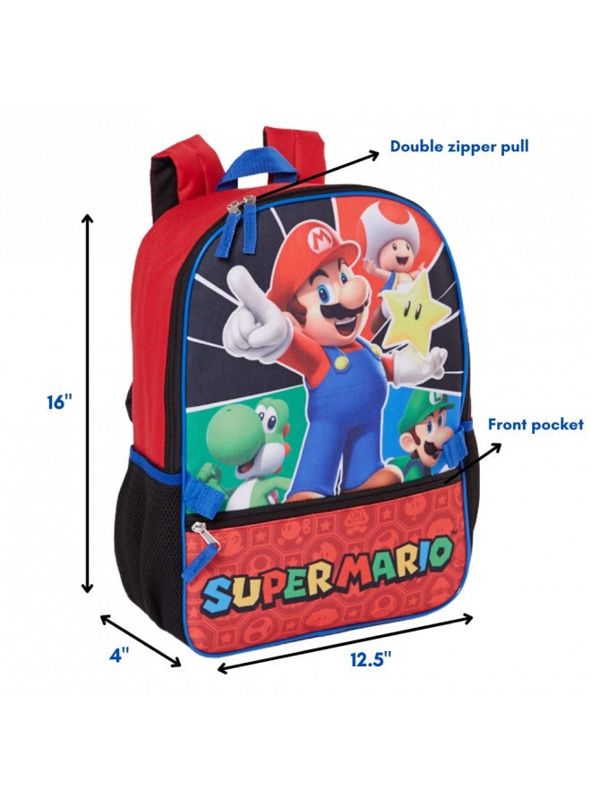 RALME Super Mario Backpack with Lunch Box Set for Boys & Girls, 16 inch, Value Bundle - Image 2