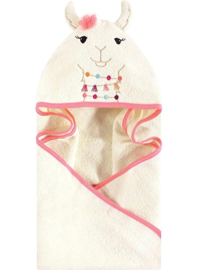 Little Treasure Unisex Baby Cotton Animal Face Hooded Towel, Llama, One Size - Image 1