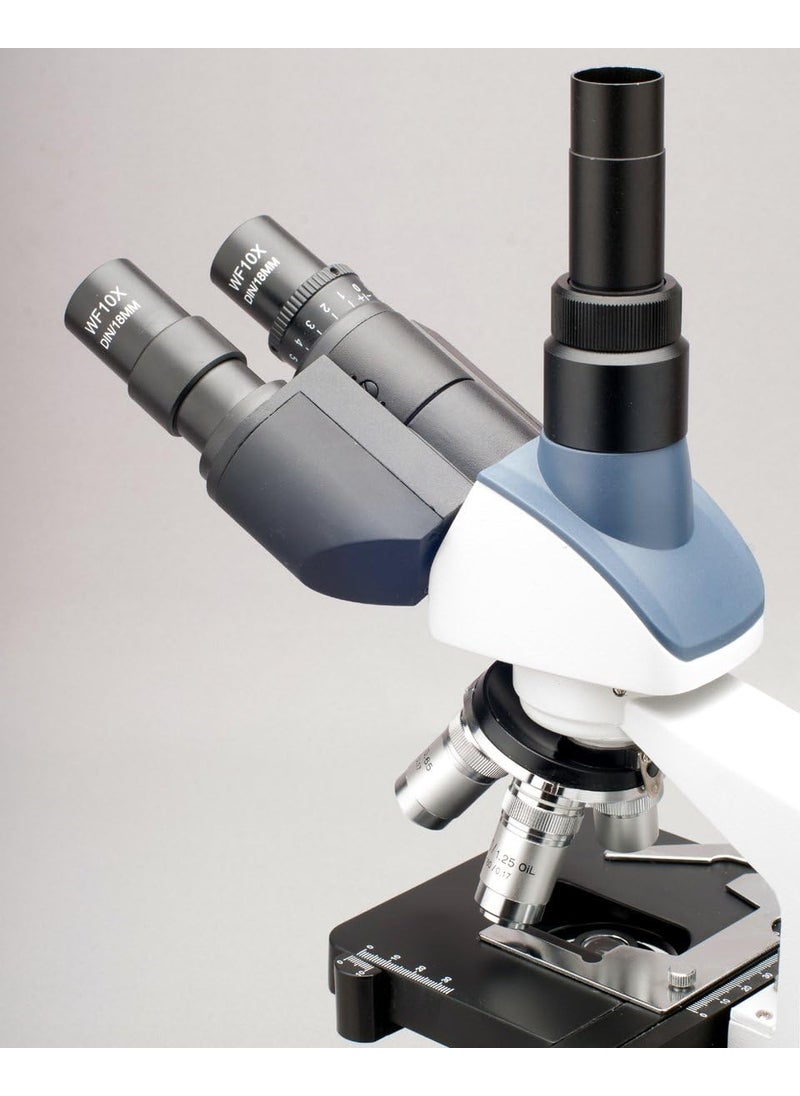 AmScope AmScope T120B10M Digital Professional Siedentopf Trinocular Compound Microscope 40X2000X Magnification WF10x and WF20x Eyepieces Brightfield LED Illumination Abbe Condenser with Iris Diaphragm DoubleLayer Mechanical Stage 100240VAC Includes 10MP Camera with Reduction Lens and Software  - Image 5