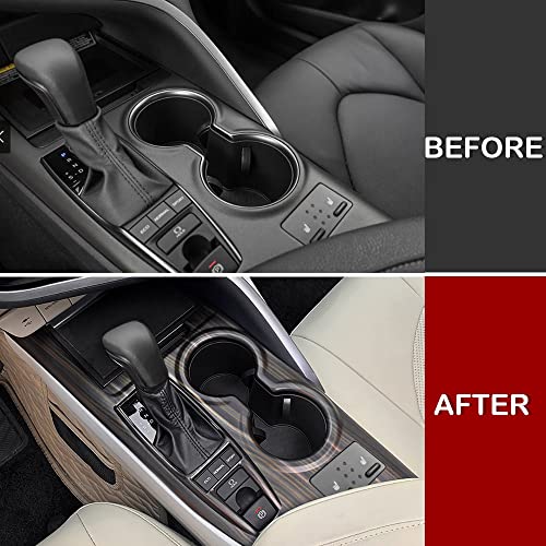 Kadore Console Panel Cup Holder Trim Gear Shift Cover for Toyota Camry XSE XLE 2018-2023 2024 Wood Grain Style LHD 1pc (with Seat Heaters Location) - Image 4