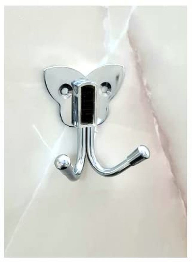 ZENITH Double Pin Hook Butterfly 2 pc Bathroom Cloth Hooks Hanger Wall Bedroom Bathroom Robe Hooks Rail for Hanging Keys, Clothes, Towel Steel Hook (Pack of 2, Silver), Stainless Steel - Image 3