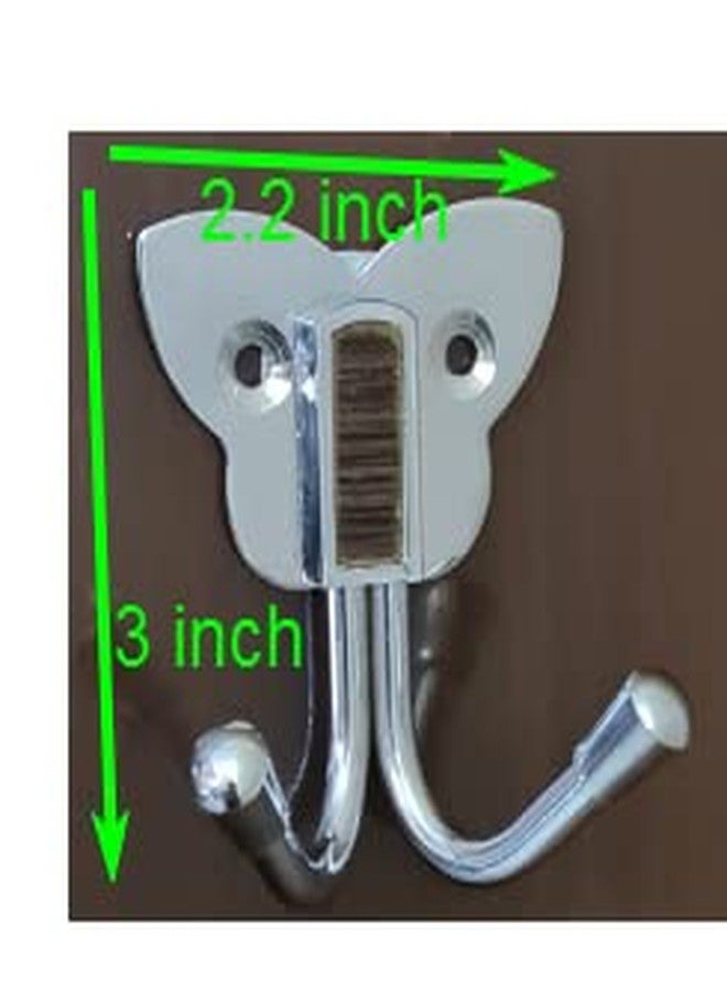 ZENITH Double Pin Hook Butterfly 2 pc Bathroom Cloth Hooks Hanger Wall Bedroom Bathroom Robe Hooks Rail for Hanging Keys, Clothes, Towel Steel Hook (Pack of 2, Silver), Stainless Steel - Image 2