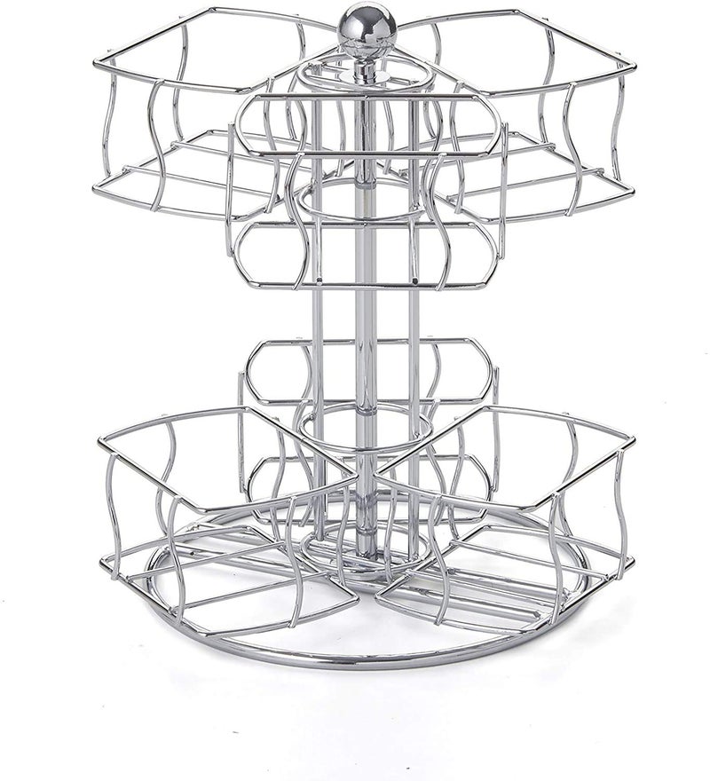 Nifty Solutions Nifty Tea Bag Spinning Carousel  6 Compartments, Up to 60 Tea Bags Storage, Spins 360-Degrees, Lazy Susan Platform, Modern Chrome Design, Home or Office Kitchen Counter Organizer - Image 2