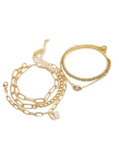 Huitich Elegant Multi-Layered Gold Colour Plated Chain Bracelet Set Fashion Jewelry for Women  - Image 1