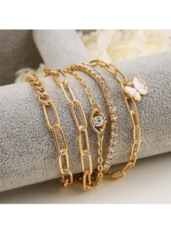 Huitich Elegant Multi-Layered Gold Colour Plated Chain Bracelet Set Fashion Jewelry for Women  - Image 3