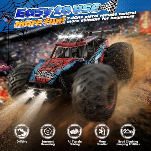 Tecnock RC Truck Remote Control Car for Kids Ages 68 812 120 Scale Off Road 2WD RC Cars with LED Lights and 50 Min Run Time 24GHz All Terrain Toys Vehicle Gifts for Boys Girls - Image 5