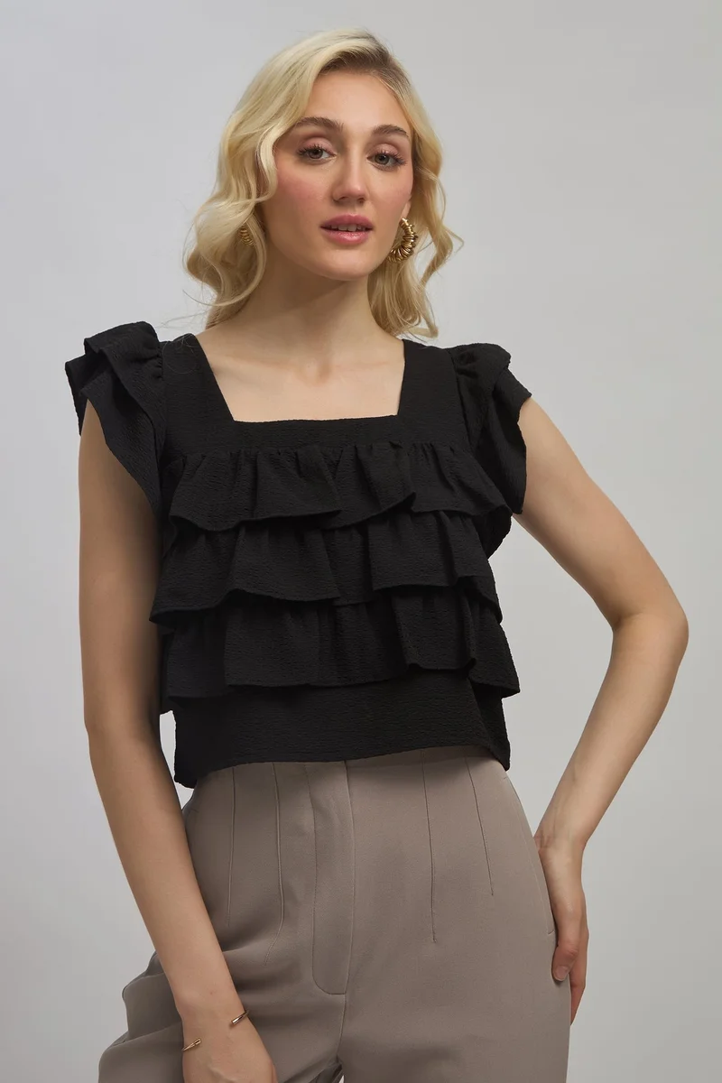 Virgio VIRGIO Crepe Stretch Layered Detail Top