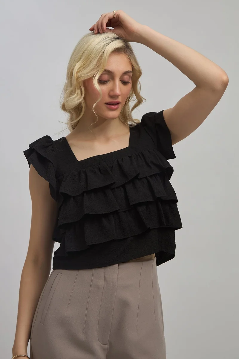 Virgio VIRGIO Crepe Stretch Layered Detail Top