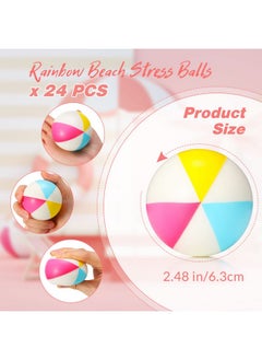 Jerify 24 Pcs Mini Beach Stress Balls 2.5 Inch Foam Pu Relief Stress Ball Mini Rainbow Blow Up Beach Balls Toys For Girls Boys Birthday Beach Hawaiian Party Favors Summer Pool Games(Bright Color)  - Image 3