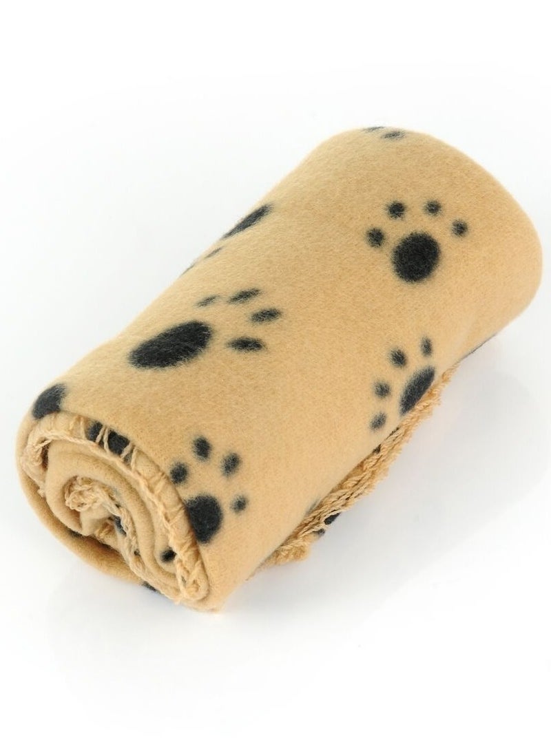 MileMelo Pet Blankets Soft Dog Cat Fleece Blankets Extra Large Plush Throws Dog Cat New Pet Touch Soft Fleece Large Pet Blankets Kittens Paws Brown - Image 2