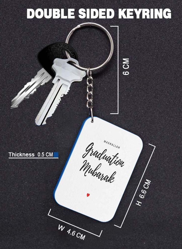 Service Zone Keychain Small Gift To Love One Rectangle Shape With Double Side Print Granduation Mubarak 