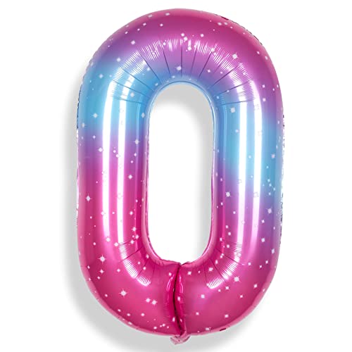 RainbowQ Party 0 Balloon Number 40 Inch for Boy or Girl Big Starry 09 Foil Mylar Large 0 Number Balloon Happy 0th Birthday Party Anniversary Decorations Supplies - Image 1