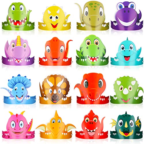 Leinuosen 32 Packs Dinosaur Party Hats for Kids Dinosaur Birthday Party Decorations Dino Hats 16 StylesCool - Image 1