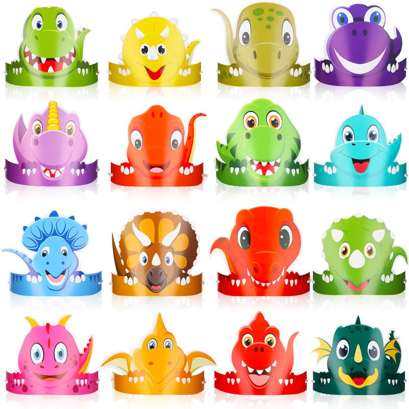 Leinuosen 32 Packs Dinosaur Party Hats for Kids Dinosaur Birthday Party Decorations Dino Hats 16 StylesCool - Image 3