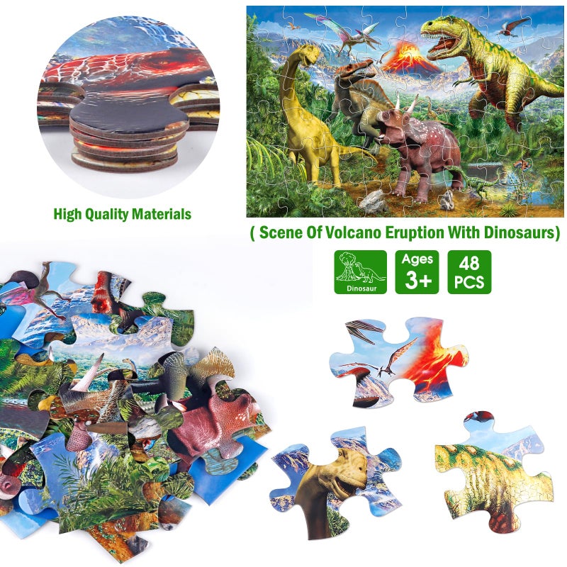 IFLOVE Jumbo Floor Puzzle for Kids,48 Piece Volcano Dinosaur Large Jigsaw Puzzles, Fun Educational Toy for Toddlers Ages 3-5,Preschool Learning Easter Gift for Boy Girl Ages 4-8 - Image 4