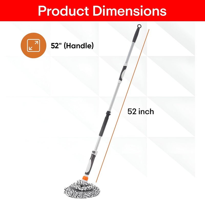 PRIME PICK Twist Mop Telescopick Handle Spin Mop & Extendable Ceiling Fan Cleaning Brush Stainless Steel Wringer Puller Handle Microfiber Dry, Wet Mop for Floor Wall - Image 3