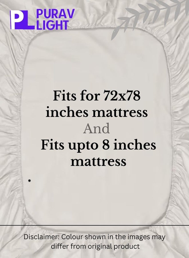 Purav Light Glace Cotton Fitted Elastic Double Bed Bedsheet| Floral Printed Cotton Bedsheet with 2 Pillow Cover for King Size Bed| Supersoft 340 TC| Breathable|Wrinklefree|Size: 72x78 inch,Blue White - Image 4