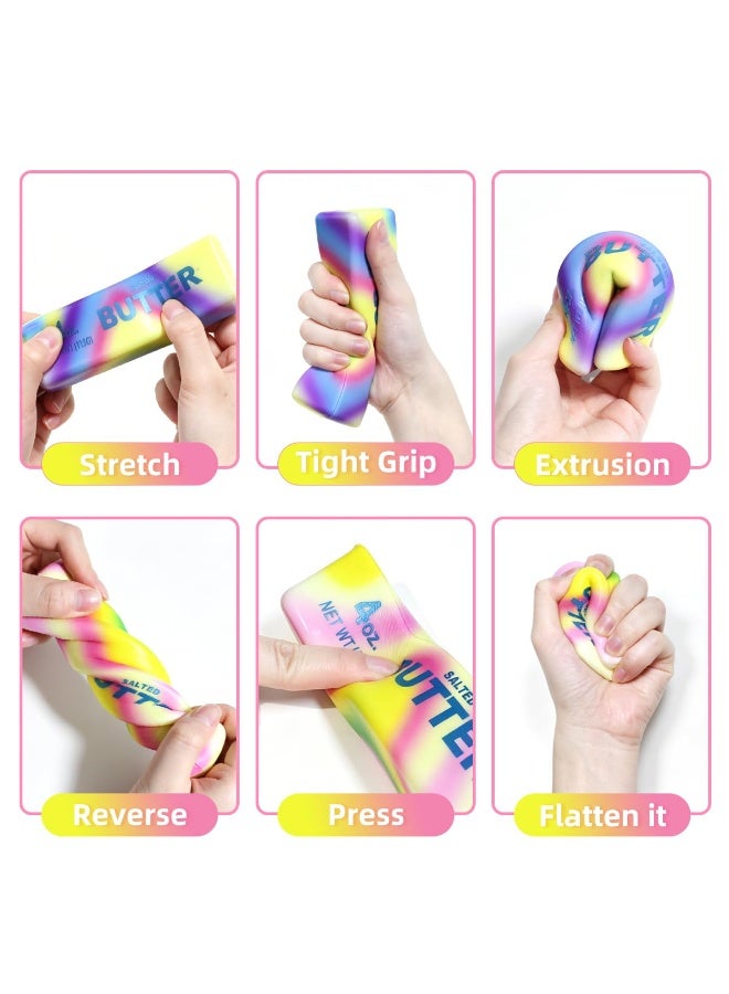 2 Pcs New Rainbow Butter Squishy Sticks, Swirling Fluid Pattern Squeeze Fidget Toys, Soft Sensory Anxiety Relief Toys, Pocket-Size Desk Toys for Home, Office, and Travel - Image 2