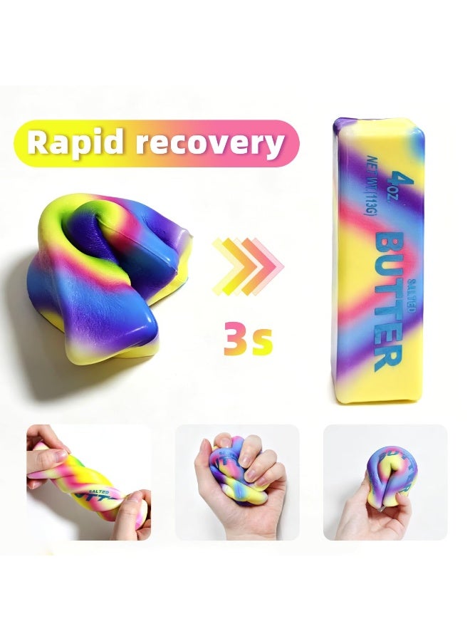 2 Pcs New Rainbow Butter Squishy Sticks, Swirling Fluid Pattern Squeeze Fidget Toys, Soft Sensory Anxiety Relief Toys, Pocket-Size Desk Toys for Home, Office, and Travel - Image 3