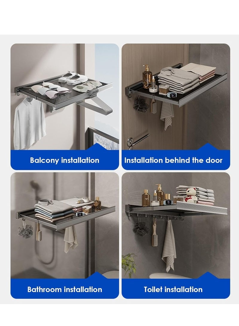 Towel Rack for Bathroom, Matte Brushed Gold Towel Shelf, Metal Small Bathroom Towel Racks with Hooks for Hotel, Rv, Hanging Towels  - Image 3