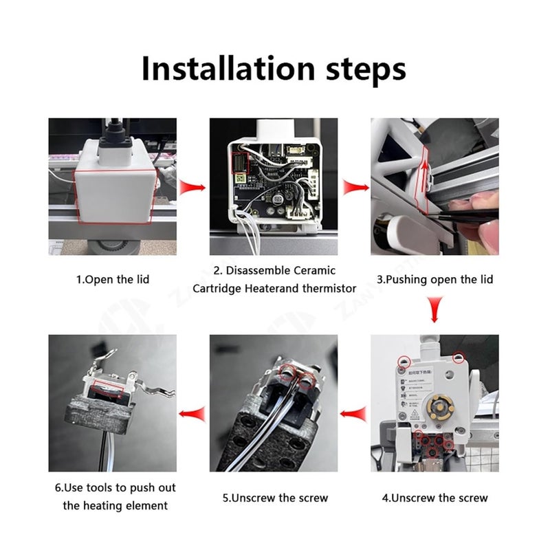 سخان خرطوشة سيراميك 24 فولت لـ A1 و A1mini مع مستشعر درجة حرارة ثرمستور 100K NTC 3950، قطعتان - Image 5