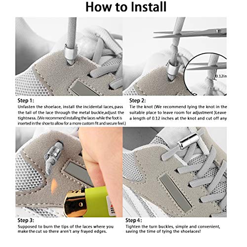 Alegrianan Elastic No Tie Shoe Laces For Adults,Kids,Elderly,One Size Fits All Grey - Image 5