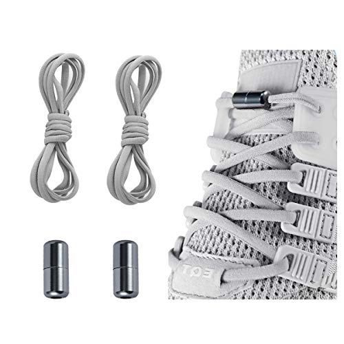 Alegrianan Elastic No Tie Shoe Laces For Adults,Kids,Elderly,One Size Fits All Grey - Image 1