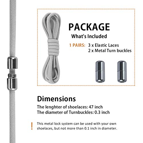 Alegrianan Elastic No Tie Shoe Laces For Adults,Kids,Elderly,One Size Fits All Grey - Image 3