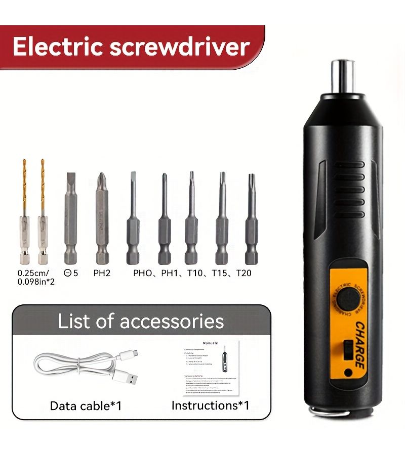 A Set Of 12pcs Electric Screwdriver 3 6v Wireless Rechargeable Cordless Drill With Forward Reverse Usb Charging Lithium Battery For Home Daily Disassembly And Maintenance Furniture Electrical Repair - Image 2