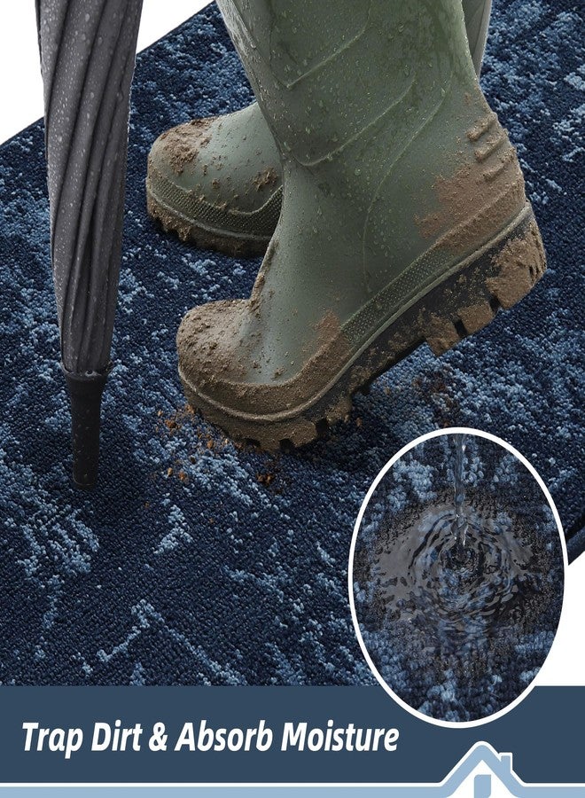 BEQHAUSE Dirt Trapper Door Mat 20" x 32", Non-Slip Doormats Washable Entryway Rugs, Stain Resistant Dog Door Mats Absorbent Welcome Floor Mat for Front Back Door, Mud Wet Shoes & Paws, Blue - Image 3