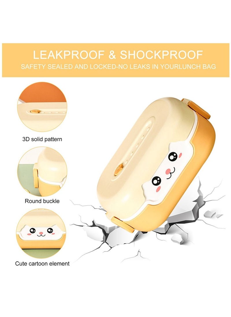 Arabest Lunch Boxes, Cartoon Bento Box for 3-13 years Kids, 2 Grid Heat Insulation Portable Food Container, Leakproof Fruit Preservation Case(Yellow)  - Image 3