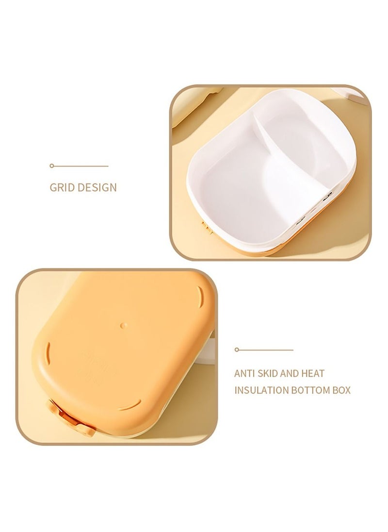 Arabest Lunch Boxes, Cartoon Bento Box for 3-13 years Kids, 2 Grid Heat Insulation Portable Food Container, Leakproof Fruit Preservation Case(Yellow)  - Image 4